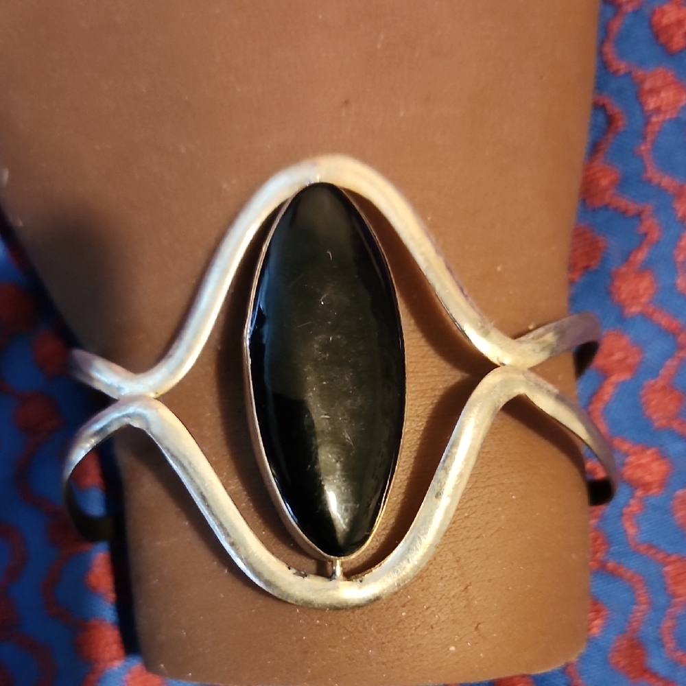 Elegant Silver and Black & Blue Women's Bracelet